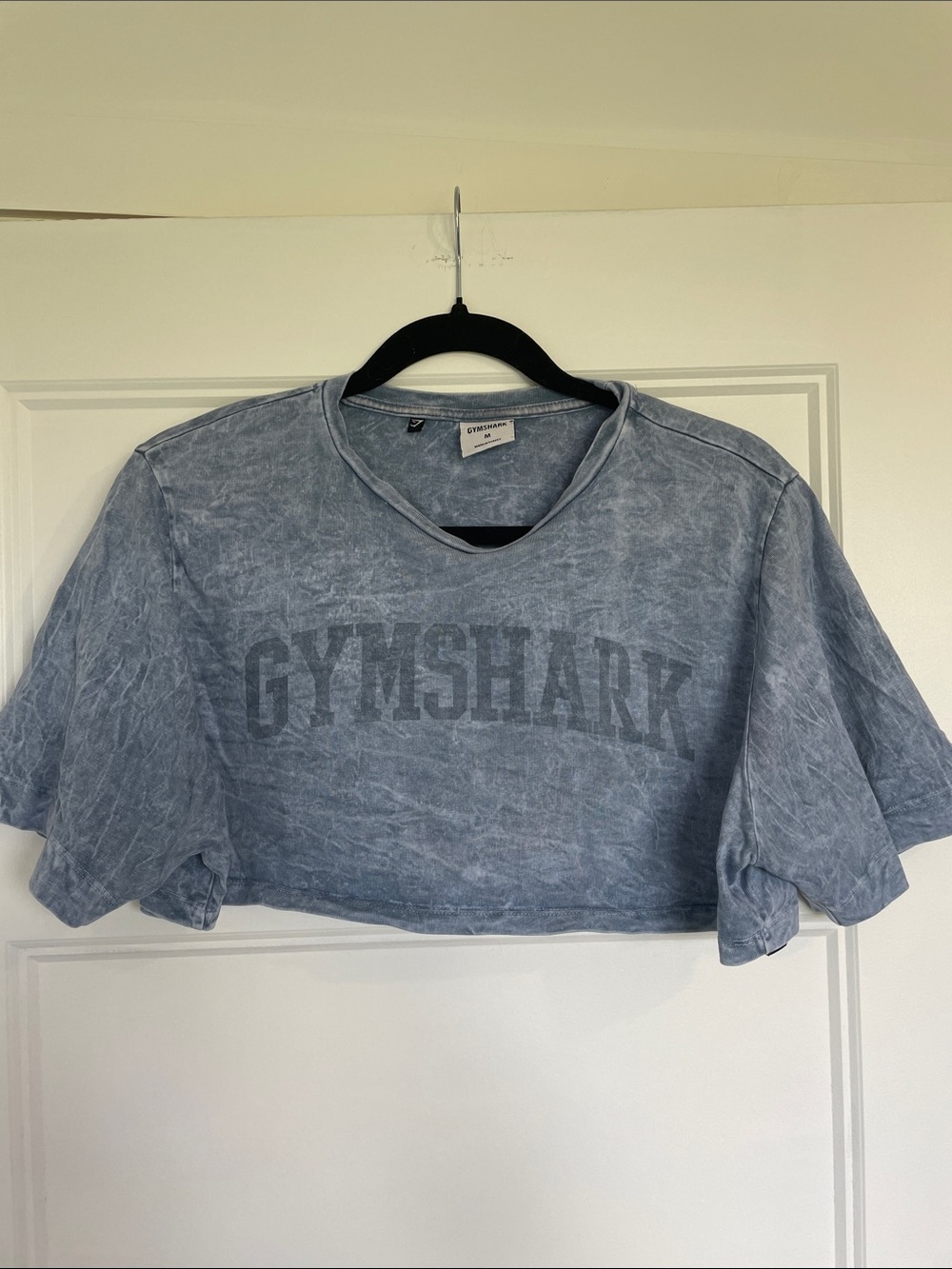 Gymshark Washed Light Blue Cropped Logo Tee